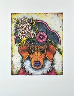 The Church Lady – Etching & Aquatint, Humorous Dog Portrait by Xavier Viramontes