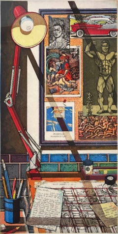The Letter, Xavier Viramontes Chicano Artist Studio Color Etching