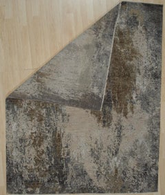 Xena Chloe Gray Hand-Knotted Wool Rug Carpet, Abstract Modern Texture