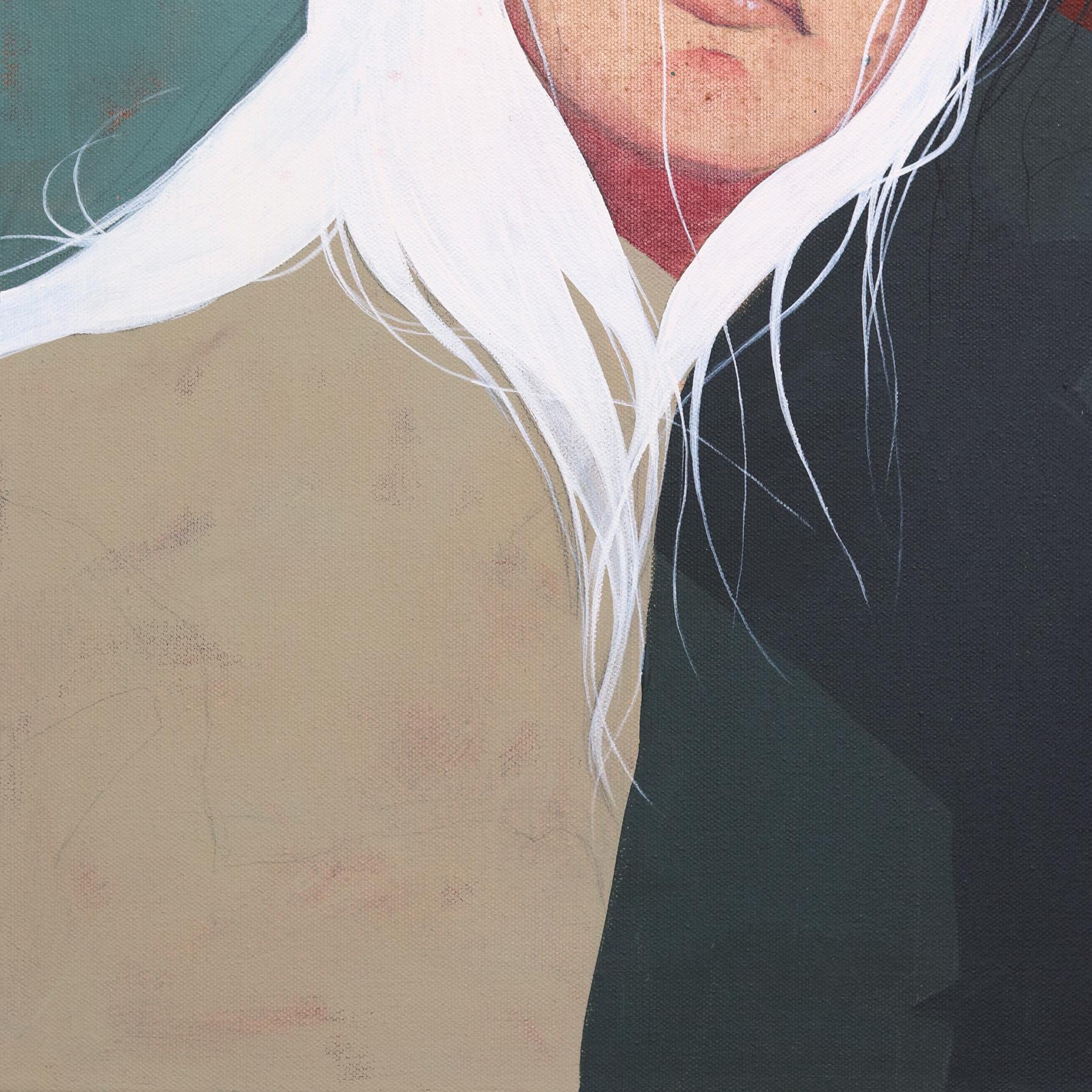 Connexion - Peinture acrylique originale dramatique abstraite avec portrait figuratif en vente 2