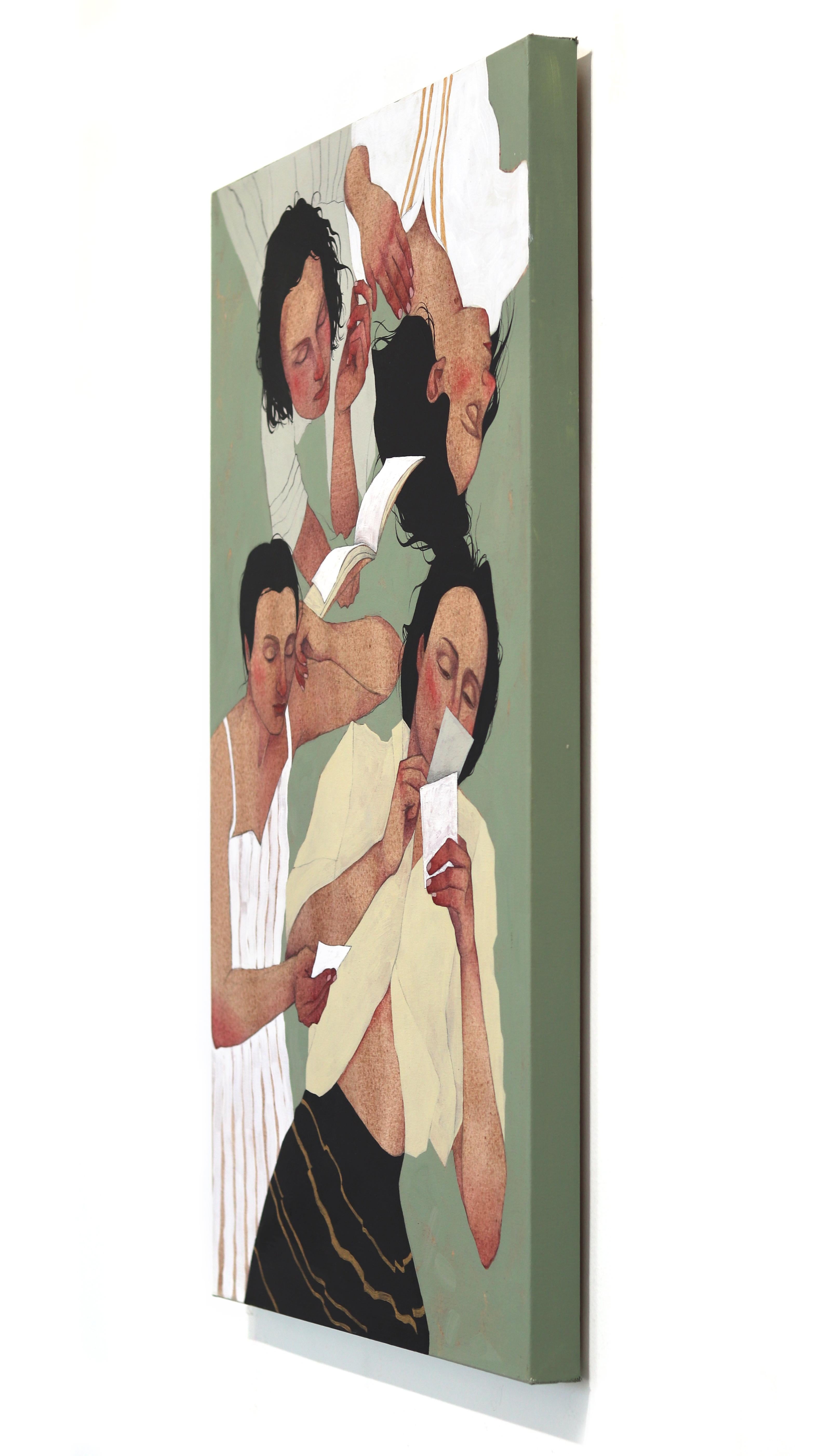 Dreamers - Original Feminine Figurative Abstract Acrylic Painting on Canvas en vente 1