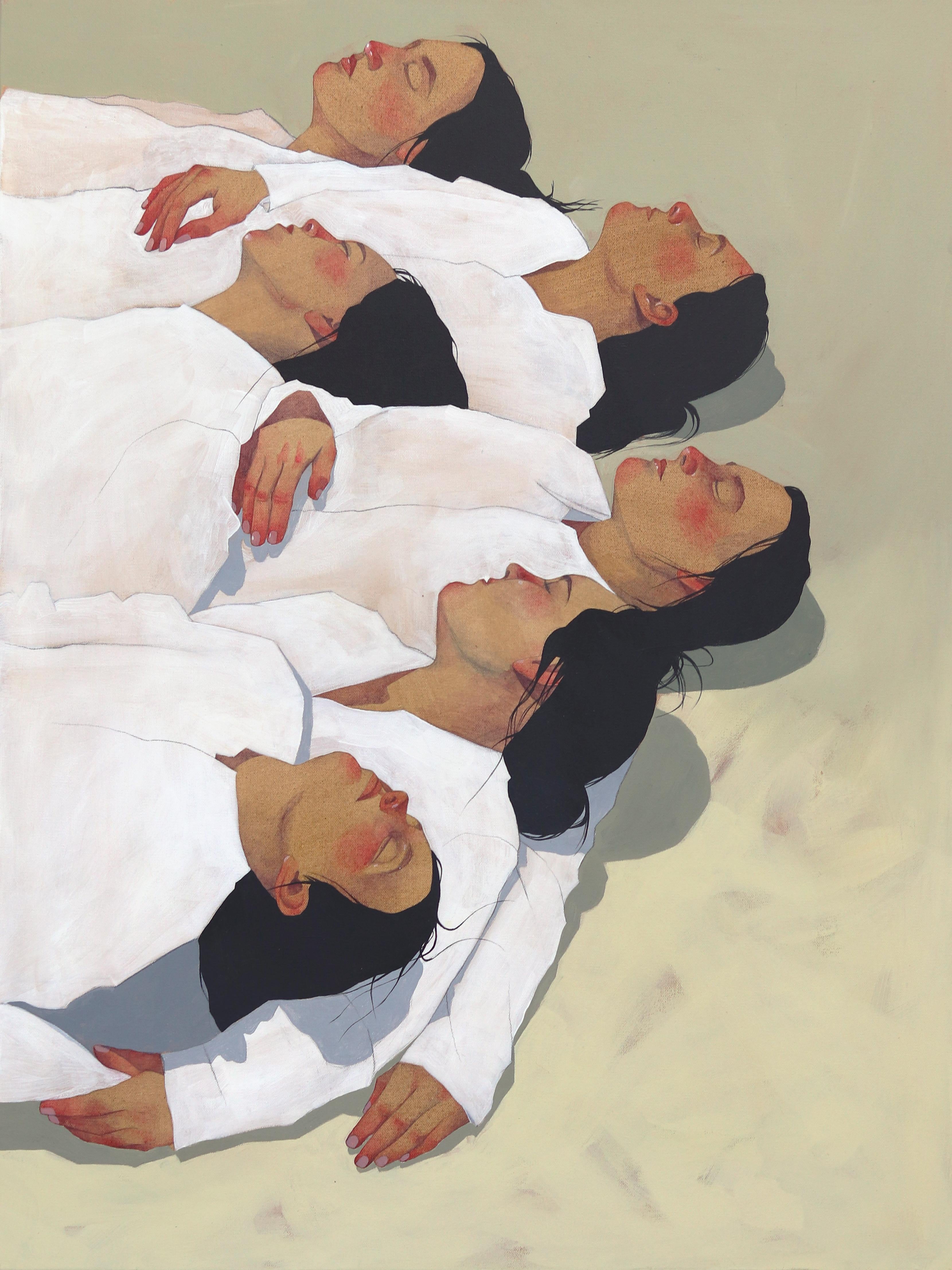Figurative Painting Xenia Gray - J'ai rêvé - Peinture figurative originale en techniques mixtes sur toile