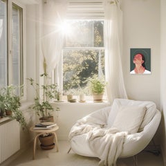 Lasciati andare - Ritratto figurativo femminile drammatico originale Pittura acrilica