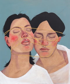 Still Love You - Pintura acrílica original de retrato figurativo abstracto dramático