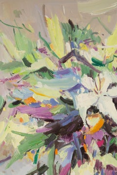 Xianchao An He Huile originale sur toile "Fleurs"