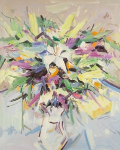 Xianchao He Floral Óleo original sobre lienzo "Flores"