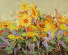 XianChao He Floral Original Oil On Canvas "Sunflower 1"