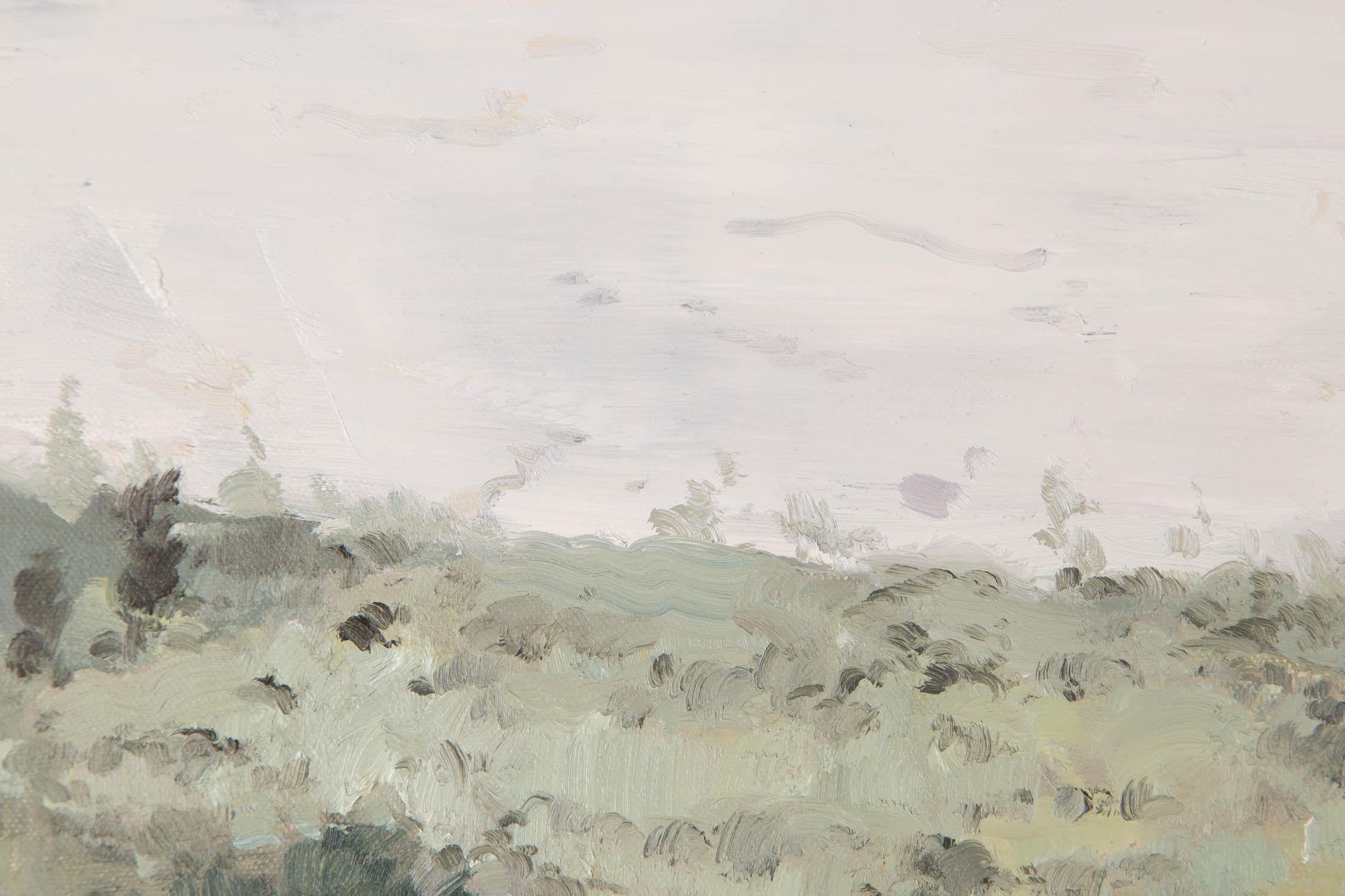 Xianchao He Impressionistisches Original Ölgemälde auf Leinwand „Sommer solstice“ von Xianchao He (Grau), Landscape Painting, von XianChao He