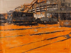 Xianchao He Landscape Original Oil On Canvas "Station"