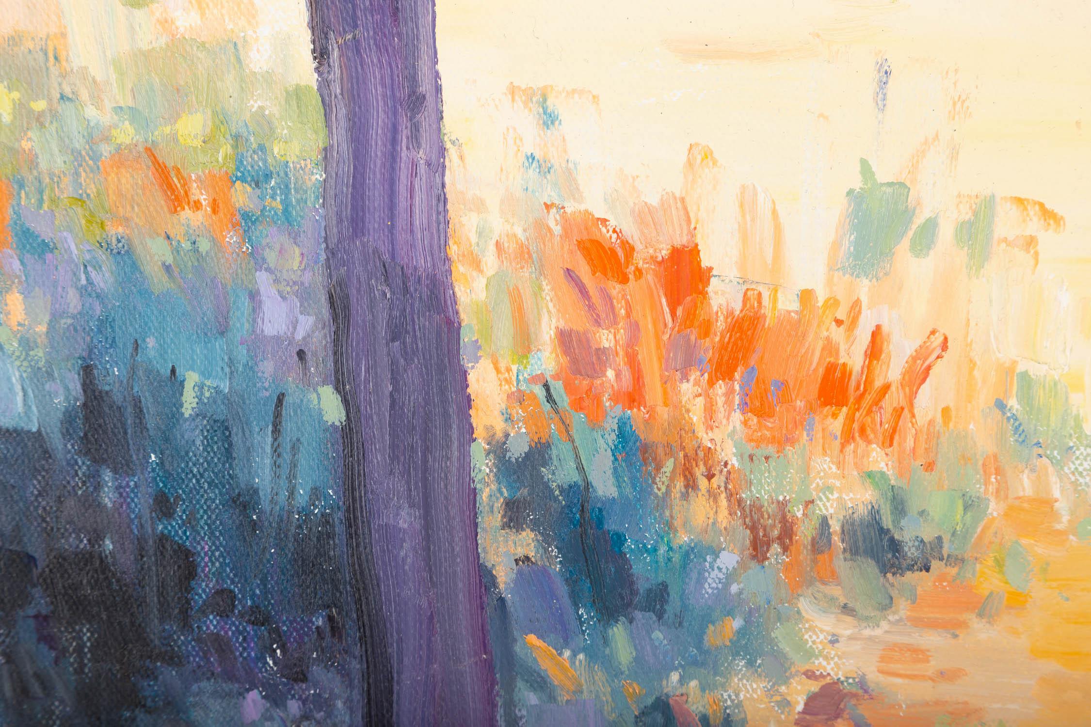 Xianchao He Landschaft, Original, Ölgemälde auf Leinwand, „Sommersockel“ im Angebot 2
