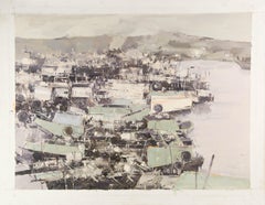 Xianchao He Waterscape Original Oil On Canvas "Harbor Dock"