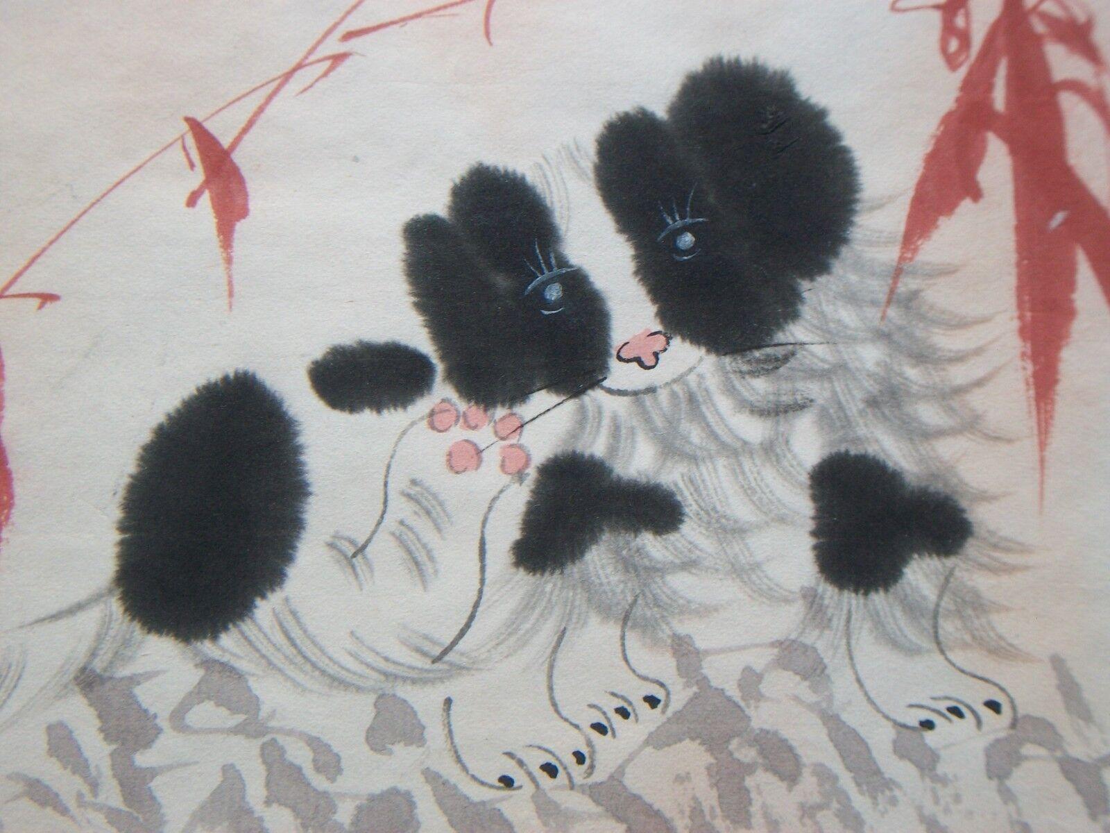 XIANG TIAN – „Relaxing“ – Vintage-Aquarellgemälde – signiert – China – 20. Jahrhundert. (Chinesisch) im Angebot