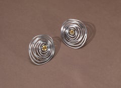 Xiao Guan Jewelry Ripples Collection Colored Stones 18K Gold Earrings