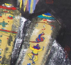 "Mum, Sky Mask, " Symbolic Mixed Media signed with stamp by Xiao Ming