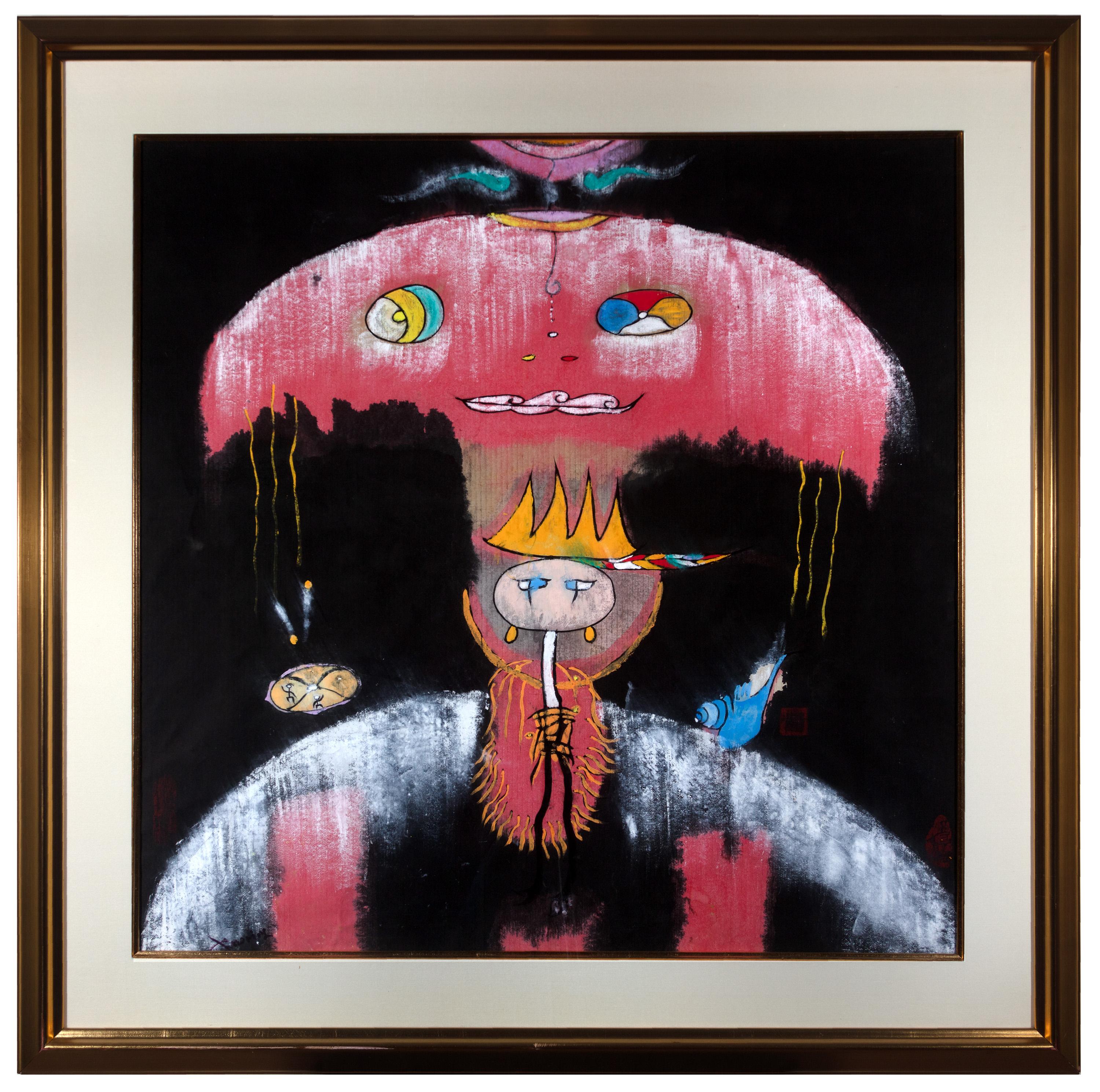 "Sky Eye 2" is a mixed media on paper by emerging contemporary Chinese artist Xiao Ming.

34 1/4" x 34 1/4" art
43 1/2" x 43 5/8" framed

Born in the Yunnan province of China, close to Tibet, Xiao Ming founds her artwork on her beliefs and