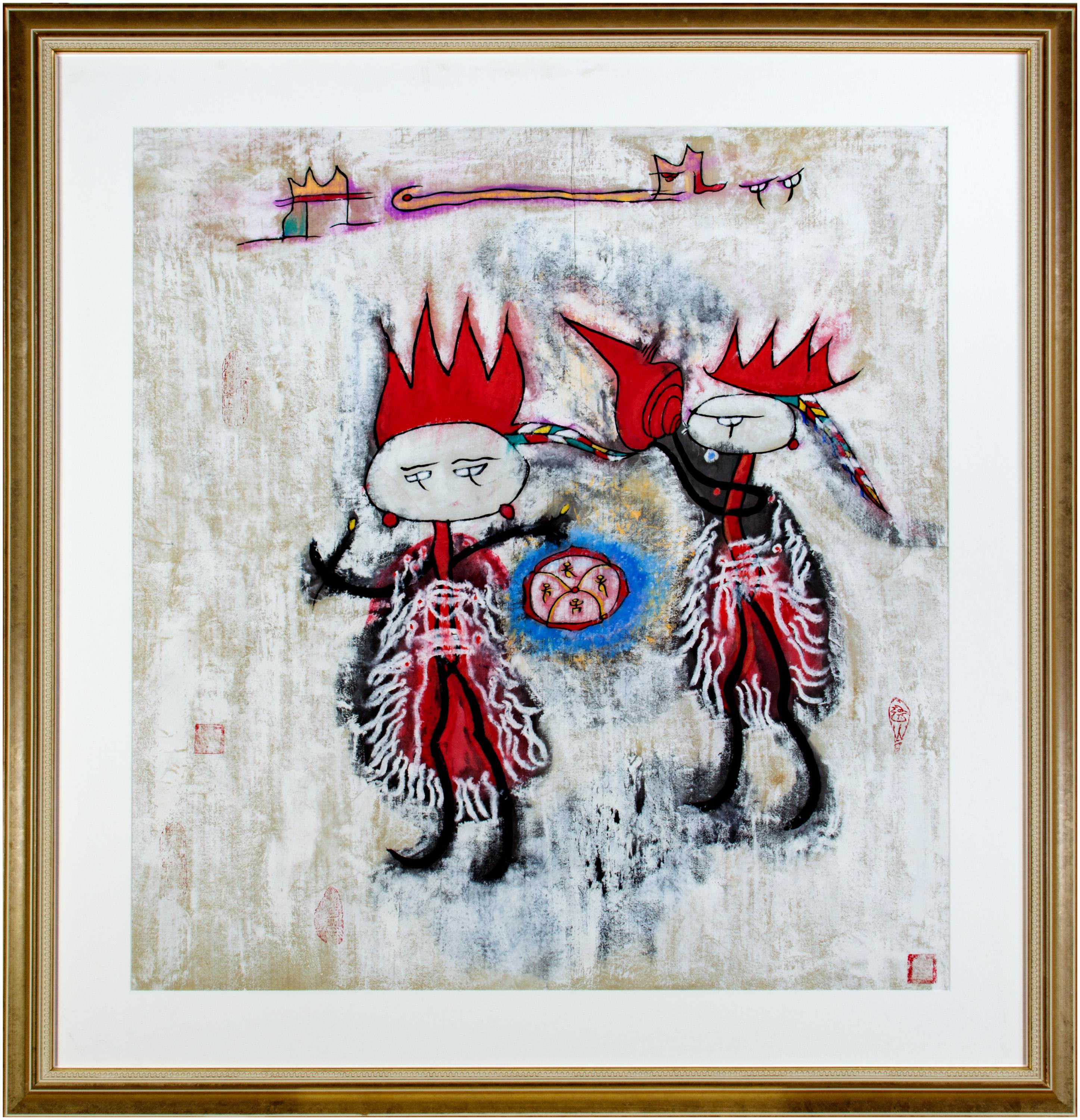 "The Spirit Song of Mind, " Mixed Media with Stamp Signature - Mixed Media Art by Xiao Ming