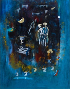 "Song for Lovers, " Symbolic Oil Painting on Canvas