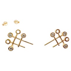Xiao Wang Diamonds 14K Yellow Gold Dot Dot Grid Stud Earrings
