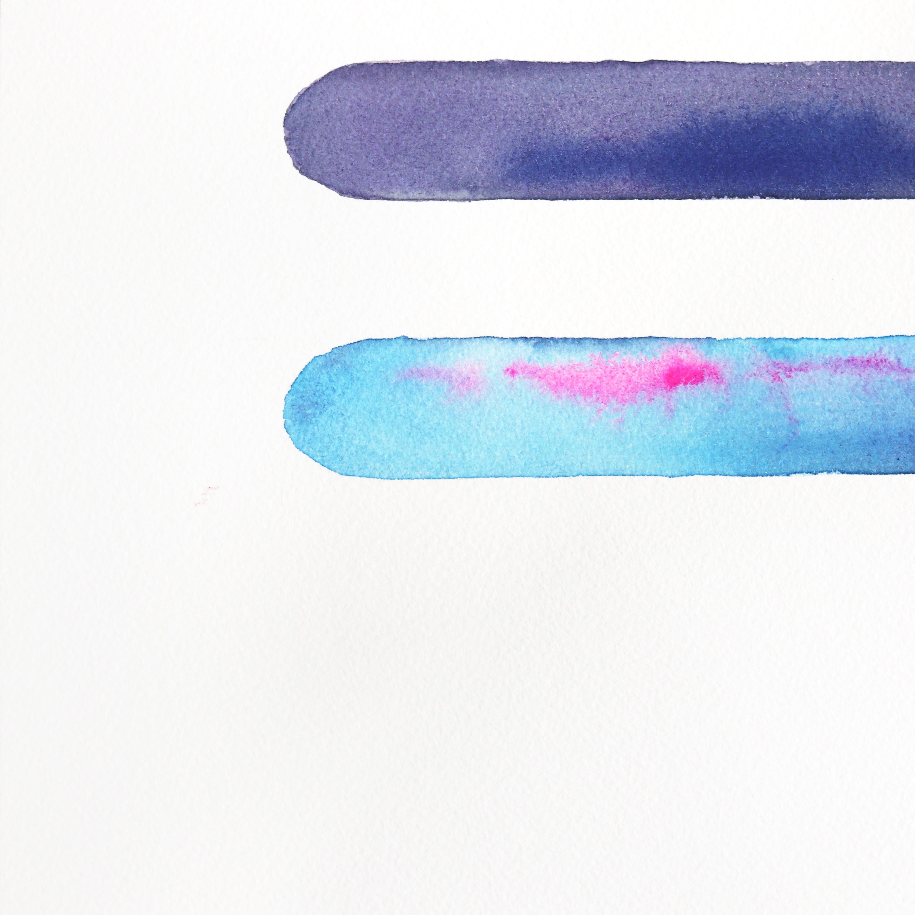 Regenbogenblüten #2 – farbenfrohes abstraktes Blumengemälde auf Papier – Art von Xiao Wen Xu