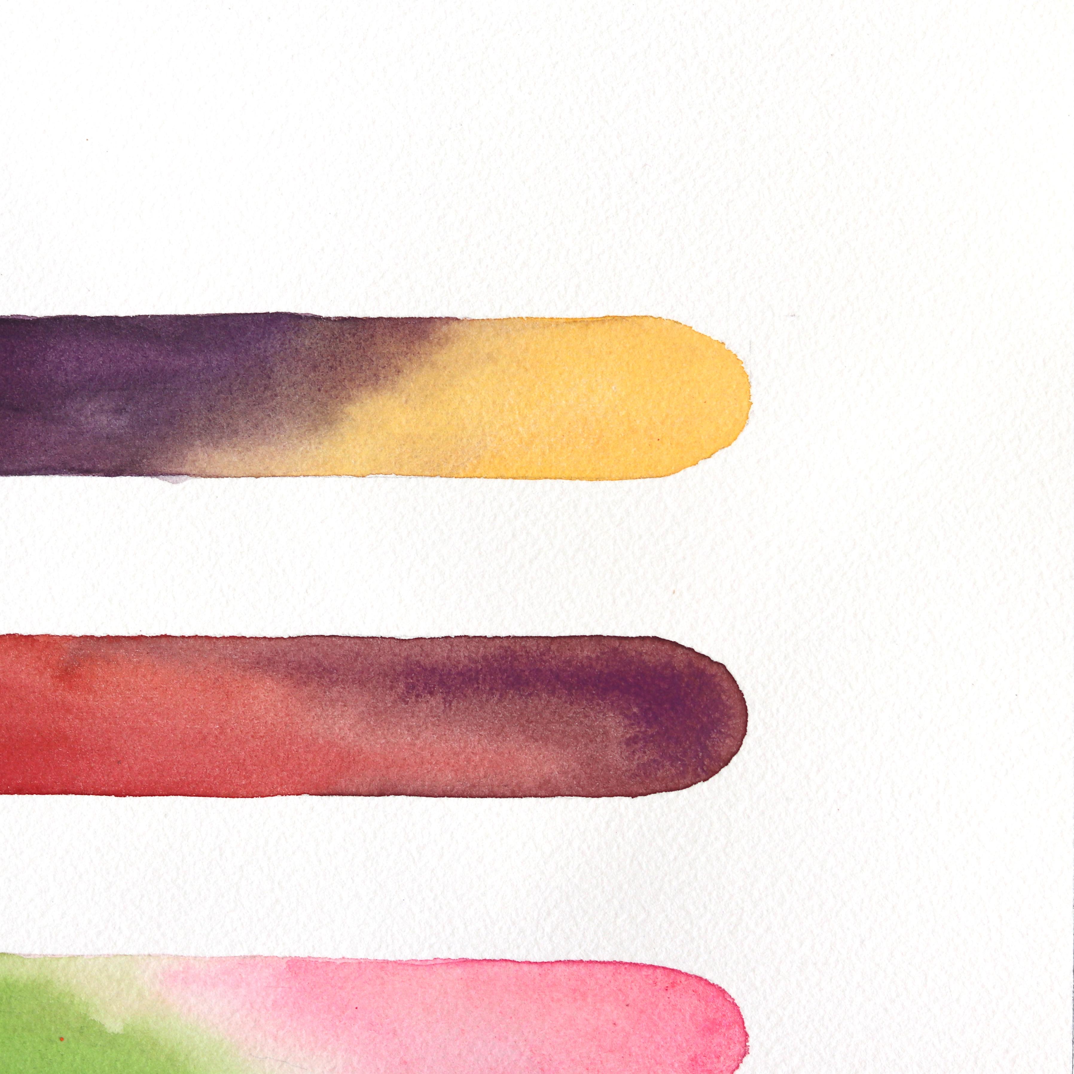 Regenbogenblüten #2 – farbenfrohes abstraktes Blumengemälde auf Papier (Zeitgenössisch), Art, von Xiao Wen Xu