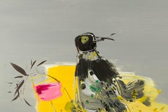 XiaoChi Tian Contemporary Original Acrylic On Canvas "Bird With Wine Series II"