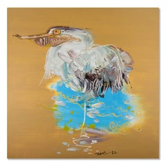 Xiaochi Tian Modernist Original Oil On Canvas "Pelican"