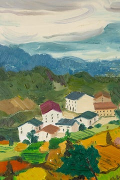 Xiaowen Zhang Paesaggio Olio originale su tela "Case in montagna"