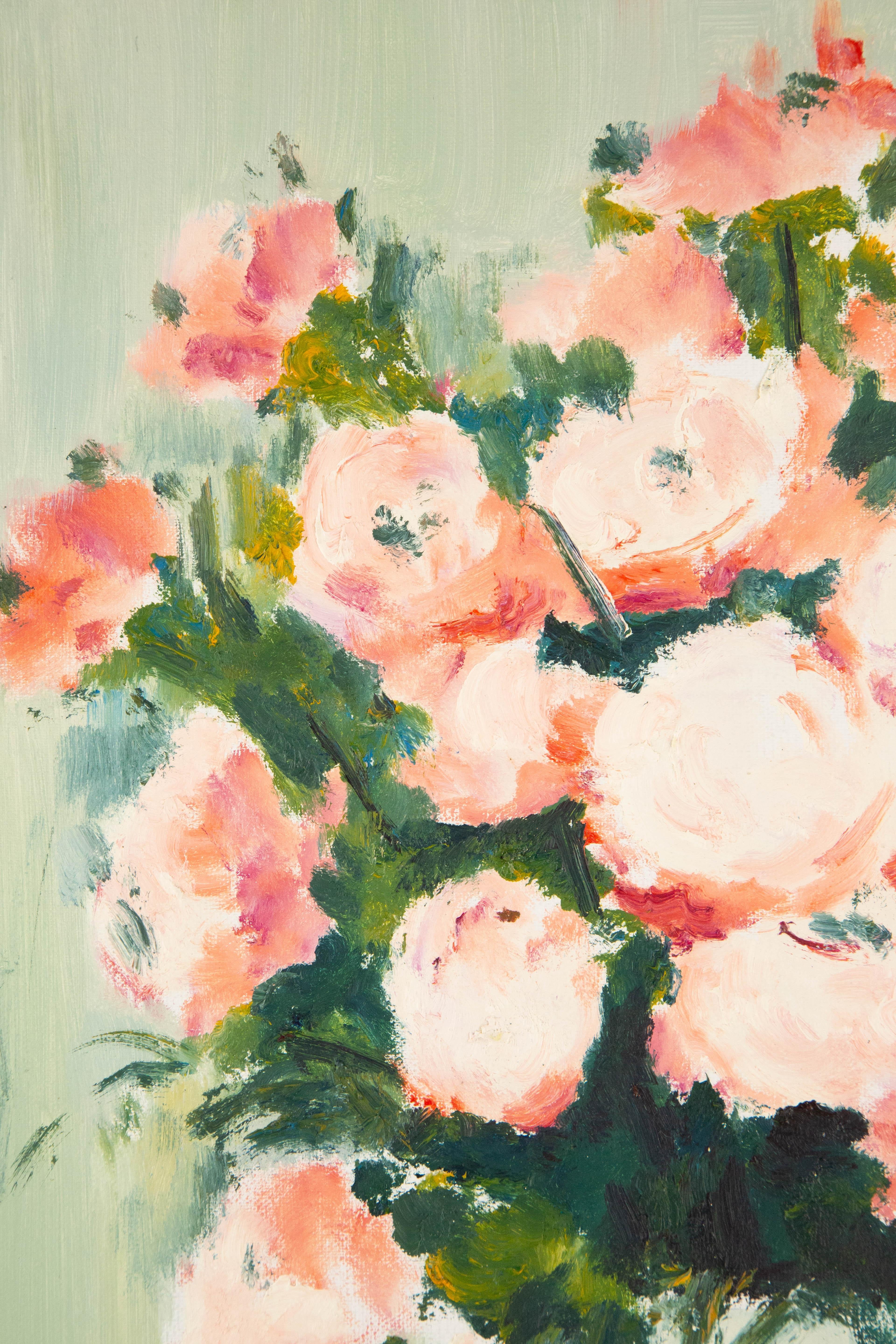 Xiaowen Zhang Stillleben Original Ölgemälde auf Leinwand „Rose Bouquet“ im Angebot 1