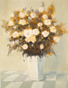 Xiaowen Zhang Still Life Original Oil On Canvas "White Flower Series I"