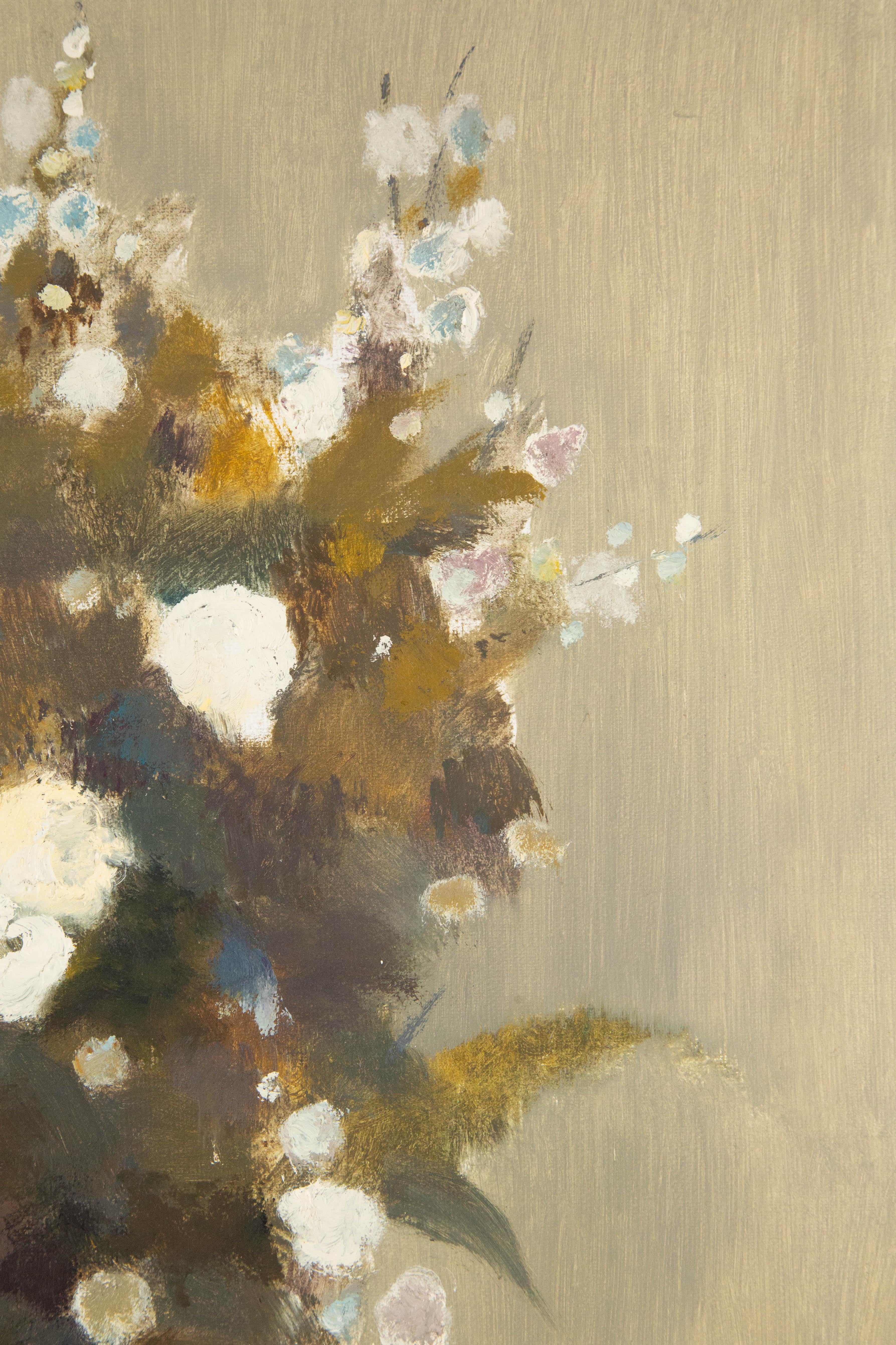 Xiaowen Zhang Stillleben Original Öl auf Leinwand „Weiße Blume Serie III“ im Angebot 3