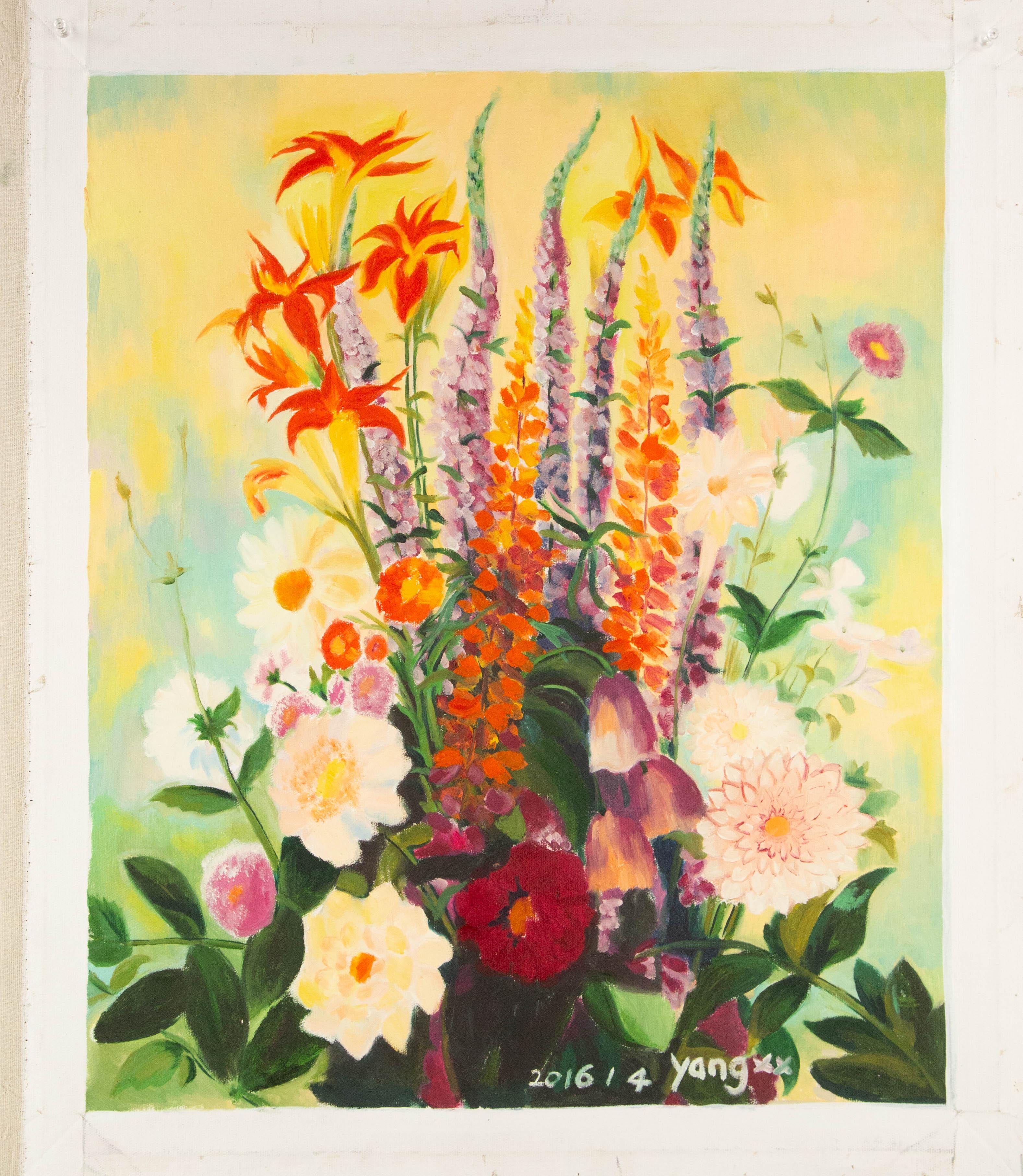 Xiaoxia Yang, geblümtes Original Ölgemälde auf Leinwand „Blumenblütenblütenblüten“ im Angebot 7