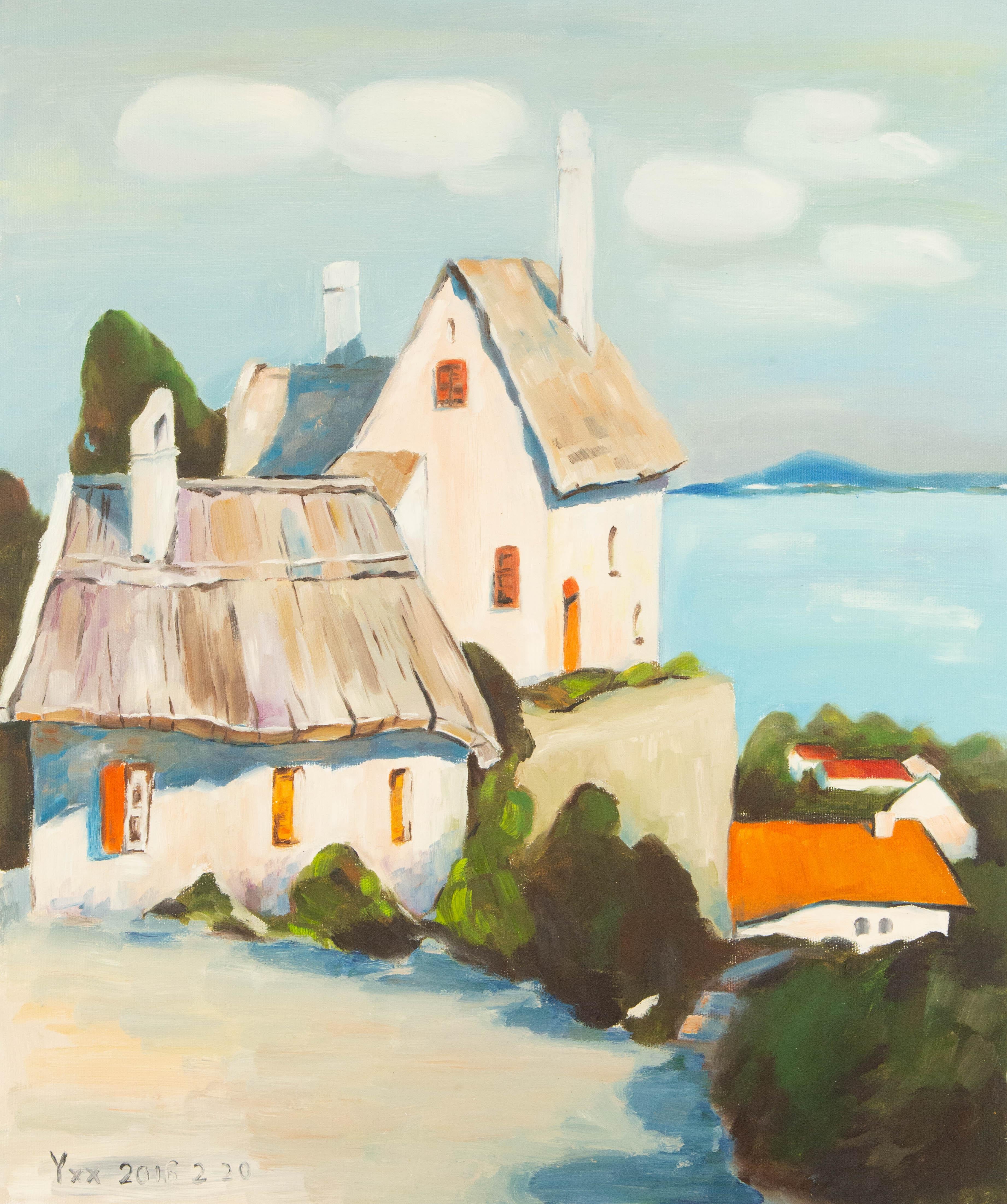  Titolo: Casa sul mare
 Medium: Olio su tela
 Dimensioni: 23 x 19 pollici
 Cornice: Possibilità di incorniciatura!
 Condizioni: Il dipinto appare in ottime condizioni.
 Nota: questo quadro non è teso
 Anno: 2016
 Artista: Xiaoxia Yang
 Firma: