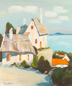 Xiaoxia Yang Landscape Original Oil On Canvas "House By The Sea"