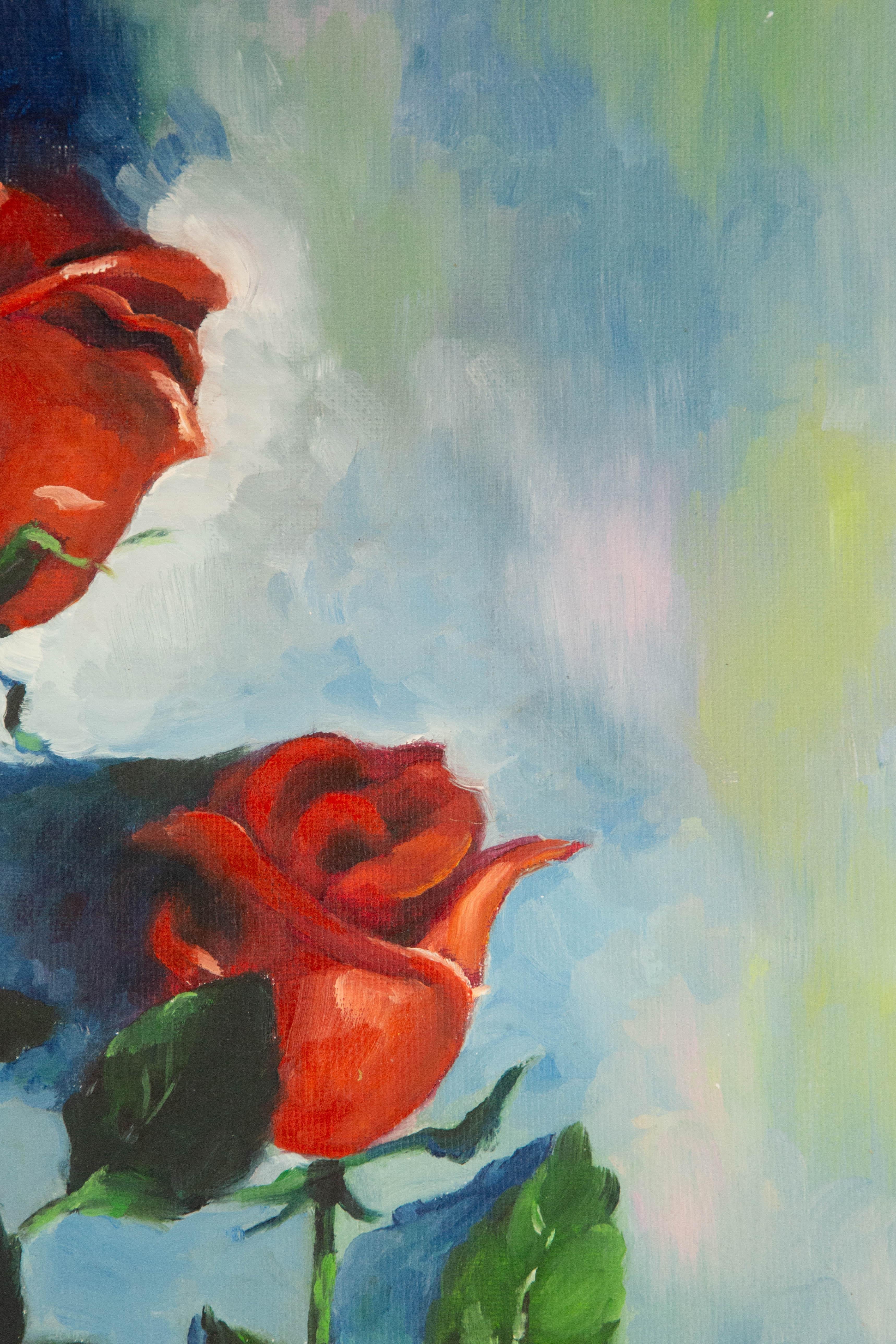 Xiaoxia Yang Huile florale originale sur toile 