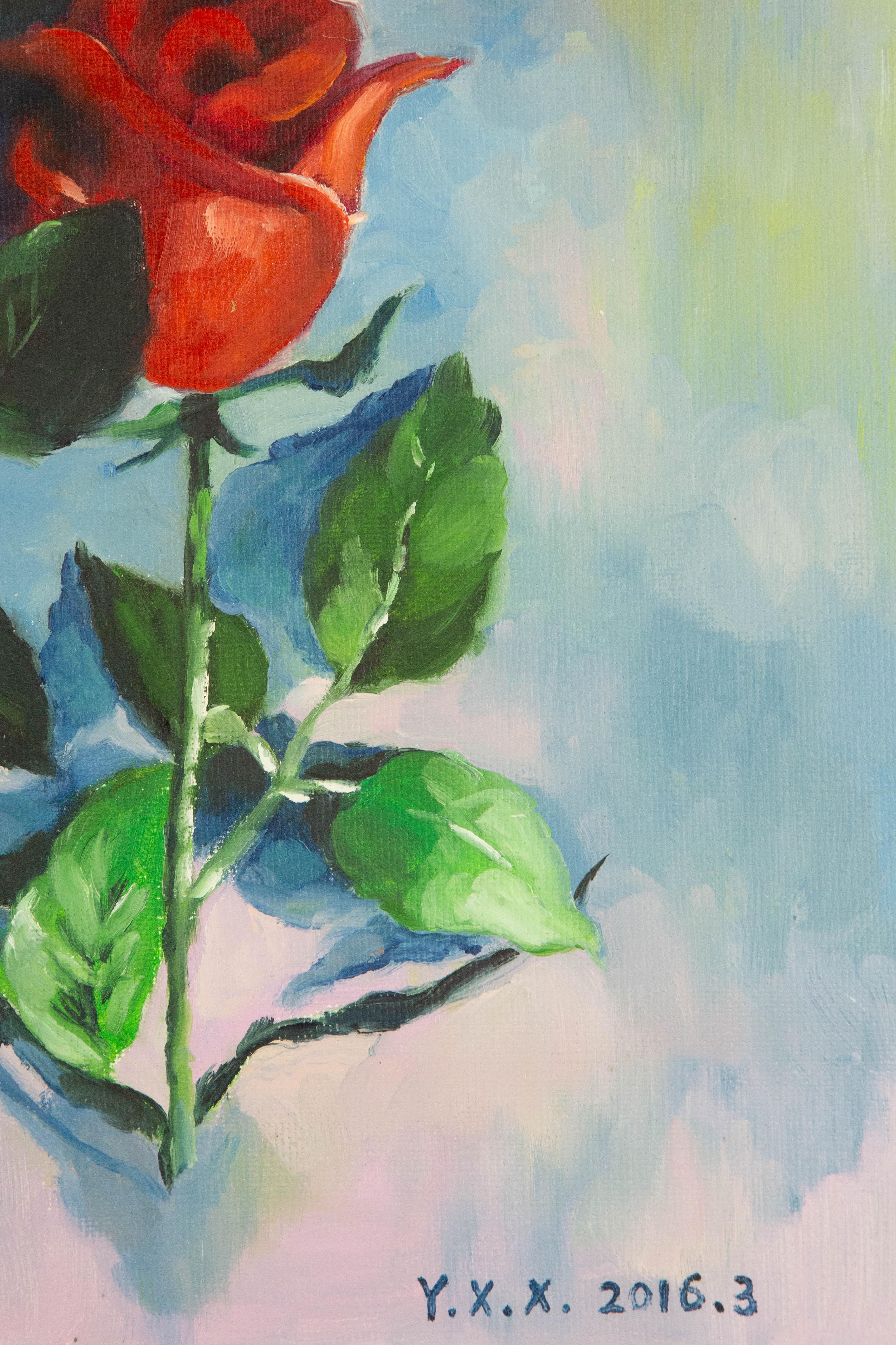 Xiaoxia Yang Huile florale originale sur toile 