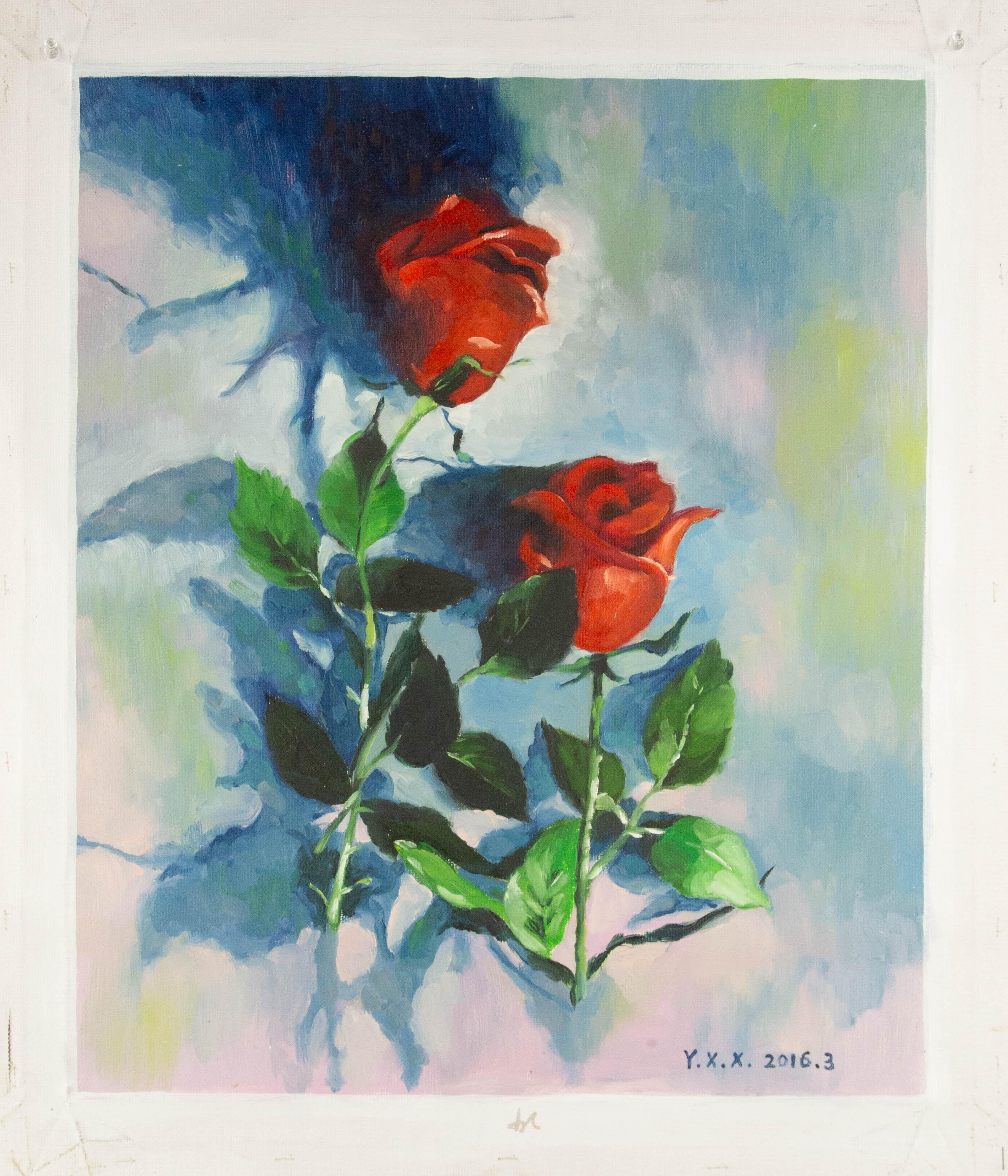 Xiaoxia Yang Huile florale originale sur toile 