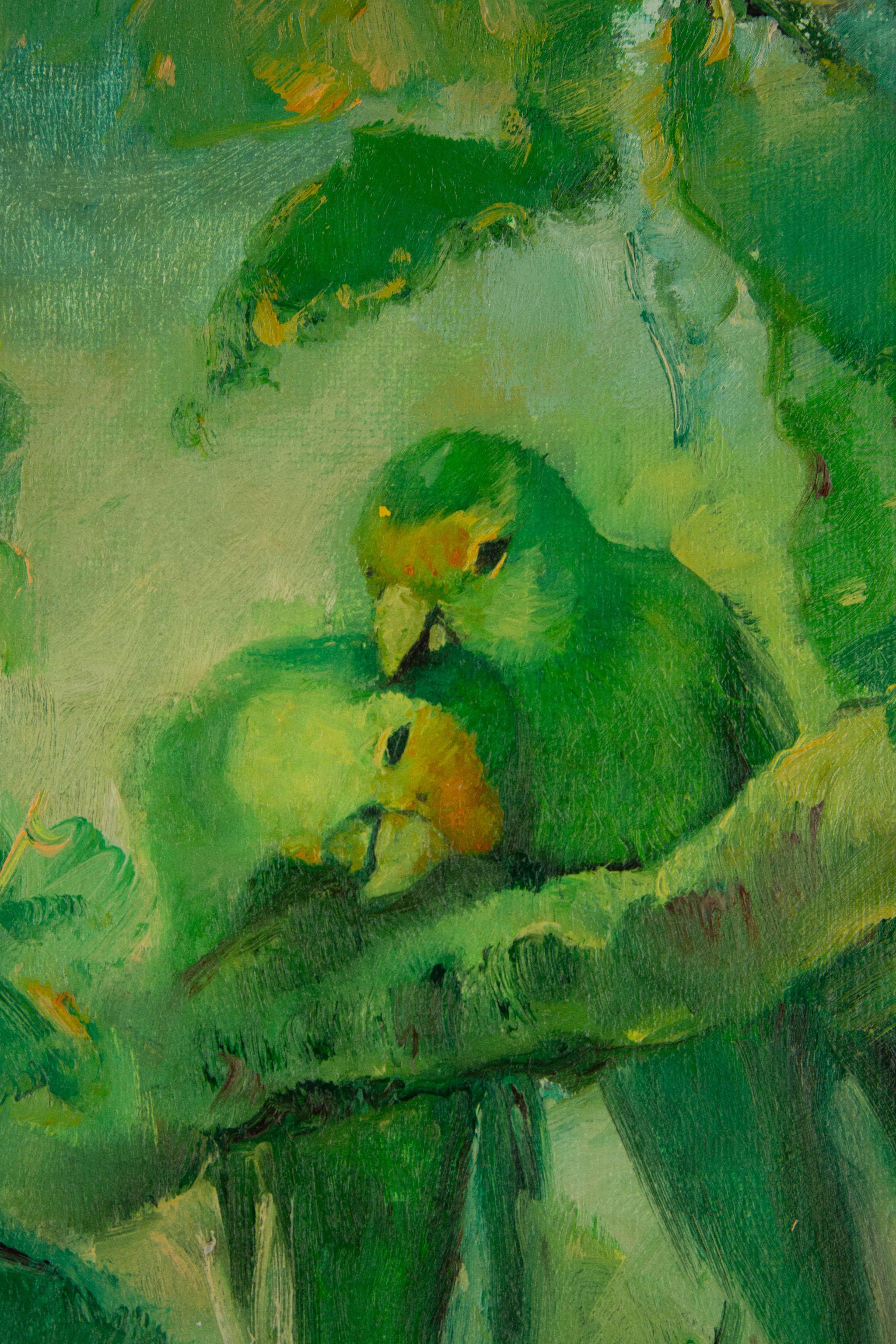 Xiaoyan-Sonnentier Original Ölgemälde auf Leinwand „Lovely Couple“ im Angebot 2