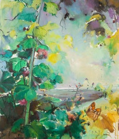 Xiaoyan Sun Floral Original Oil On Canvas "Butterfly Valley I"