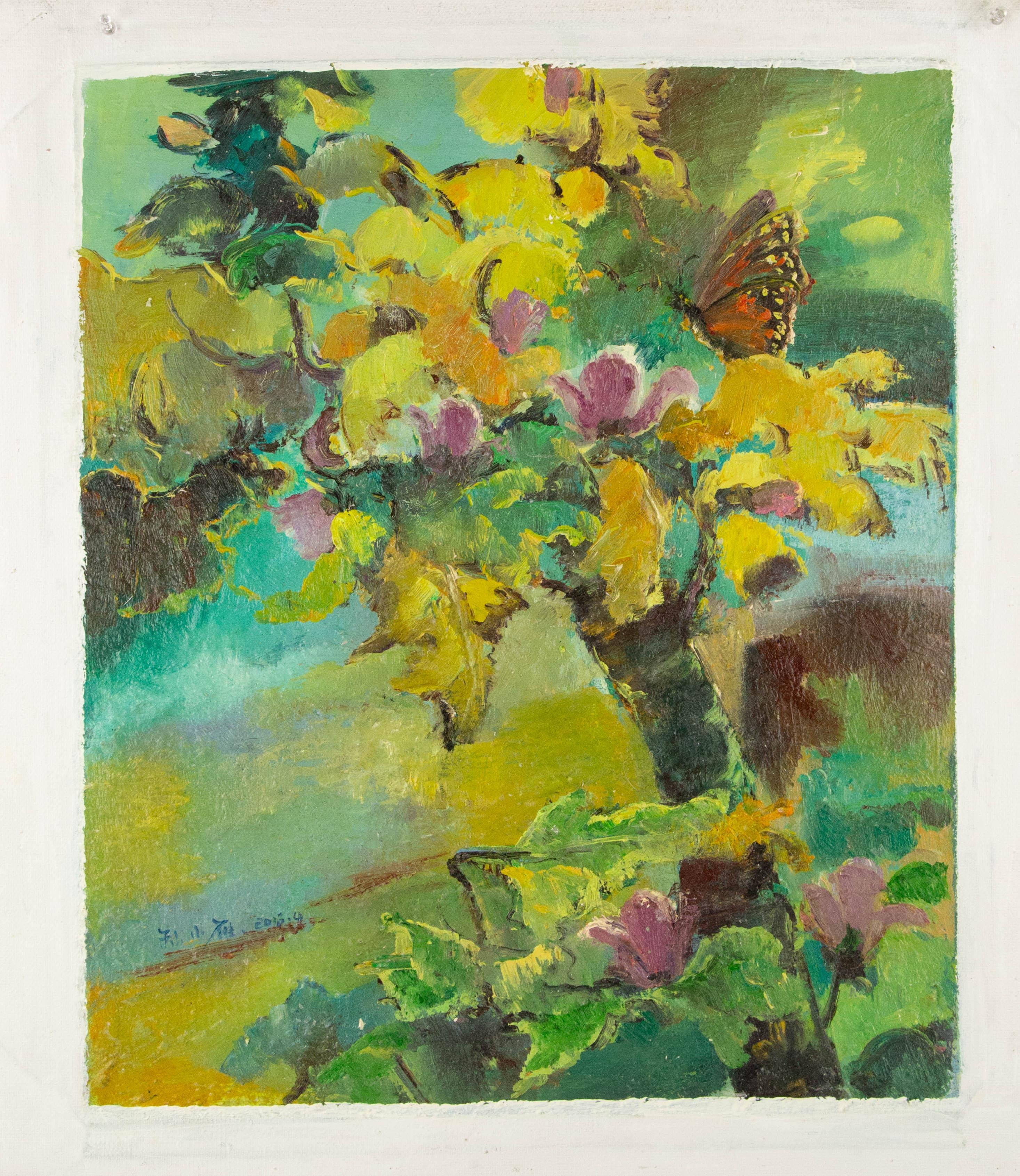 Xiaoyan Sun Óleo Original Floral Sobre Lienzo 