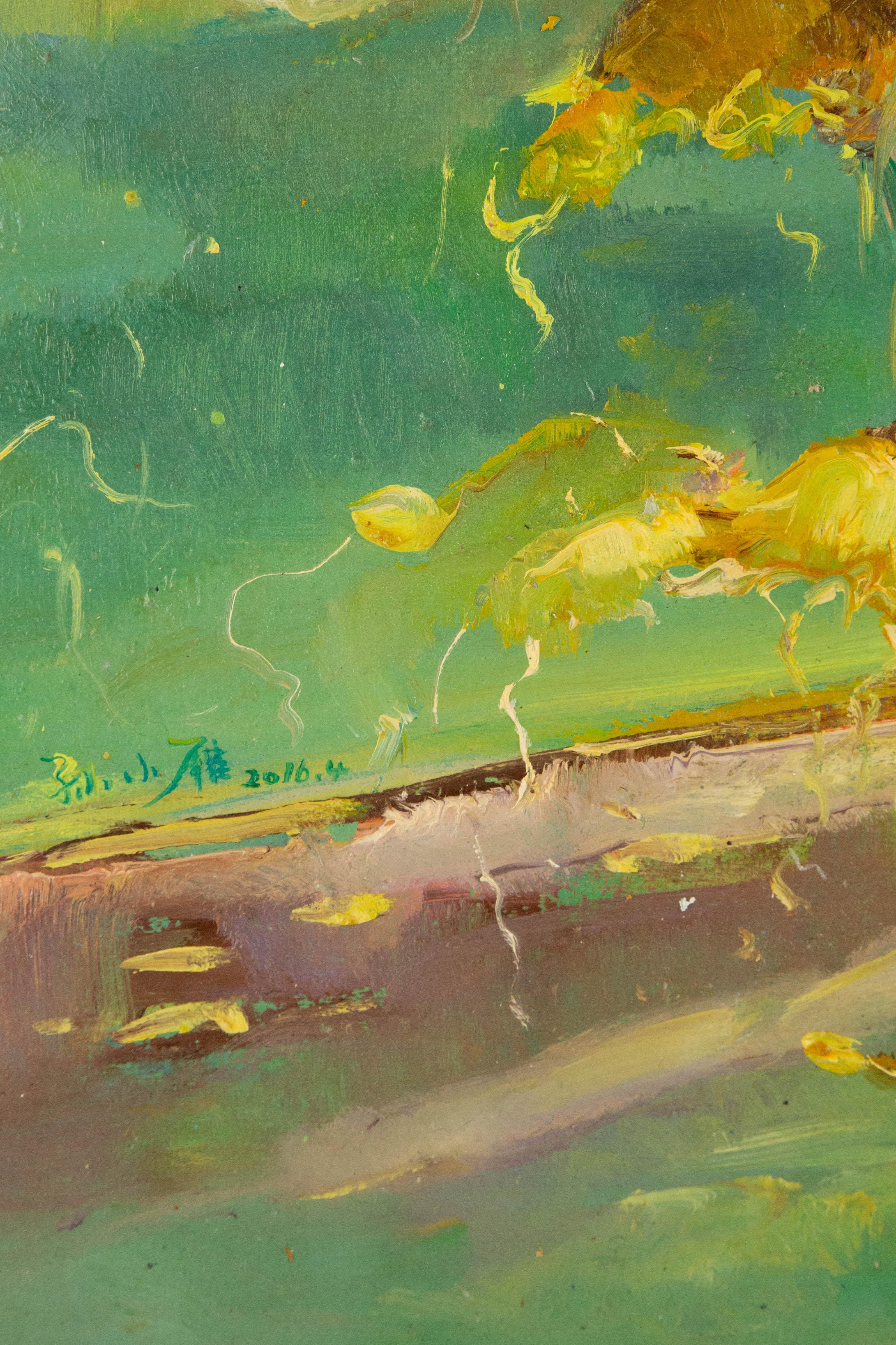 Xiaoyan Sonnenblumen Original Ölgemälde auf Leinwand „Sommer Fantasie Serie IV“ (Braun), Animal Painting, von Xiaoyan Sun