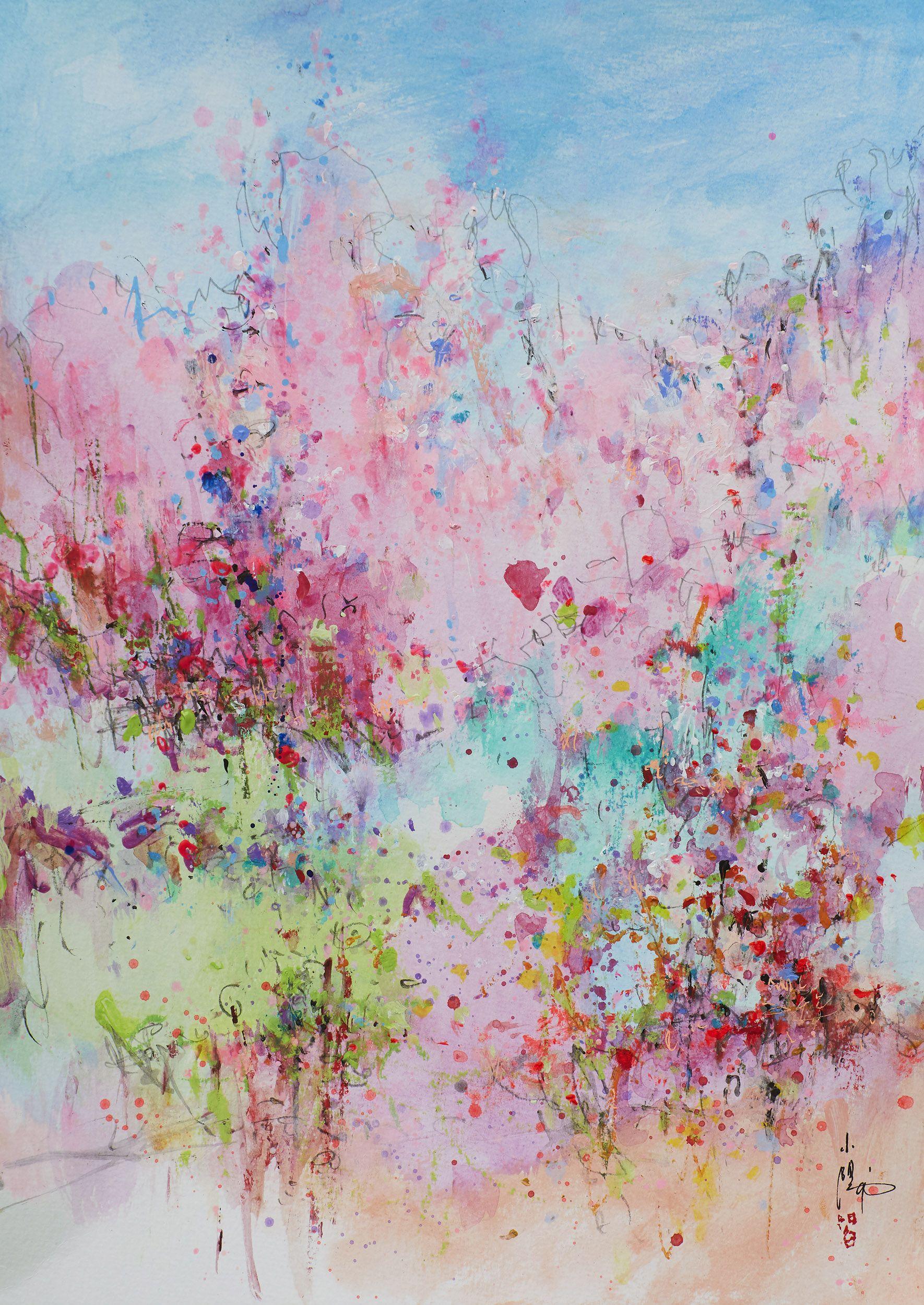 Abstract Painting de Xiaoyang Galas - Posibilidad de jardín, Pintura, Acrílico sobre papel