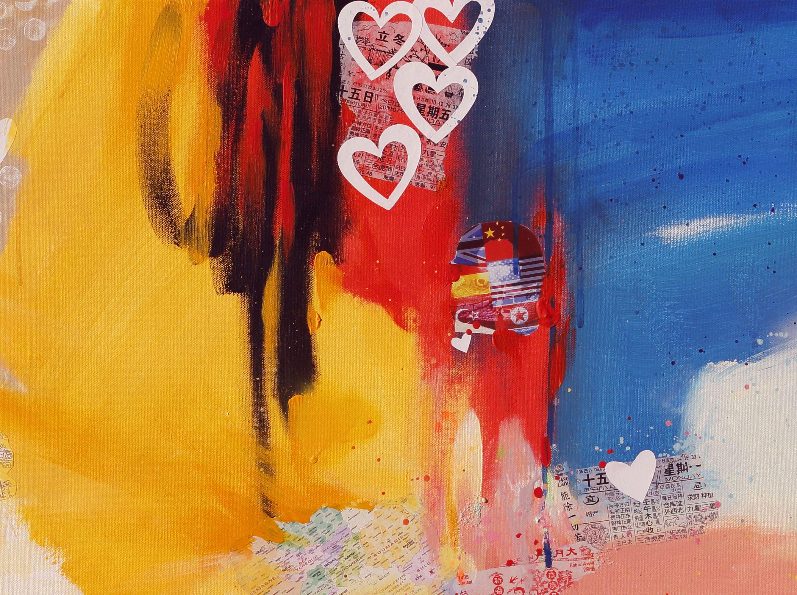 Liebe machen, Gemälde, Acryl auf Leinwand (Beige), Abstract Painting, von Xiaoyang Galas