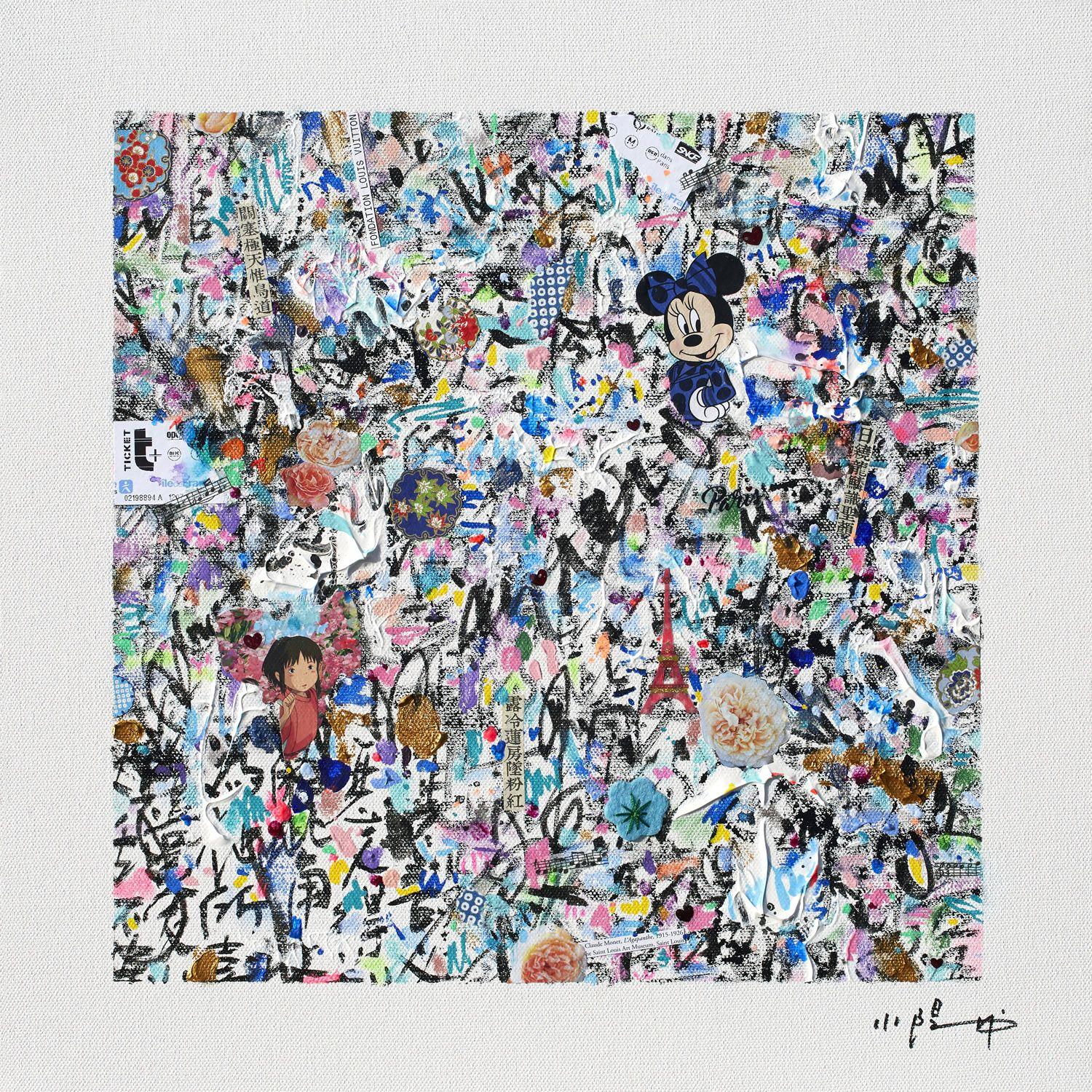 Xiaoyang Galas Abstract Painting – Gebetsvorträge aus Paris, Gemälde, Acryl auf Leinwand