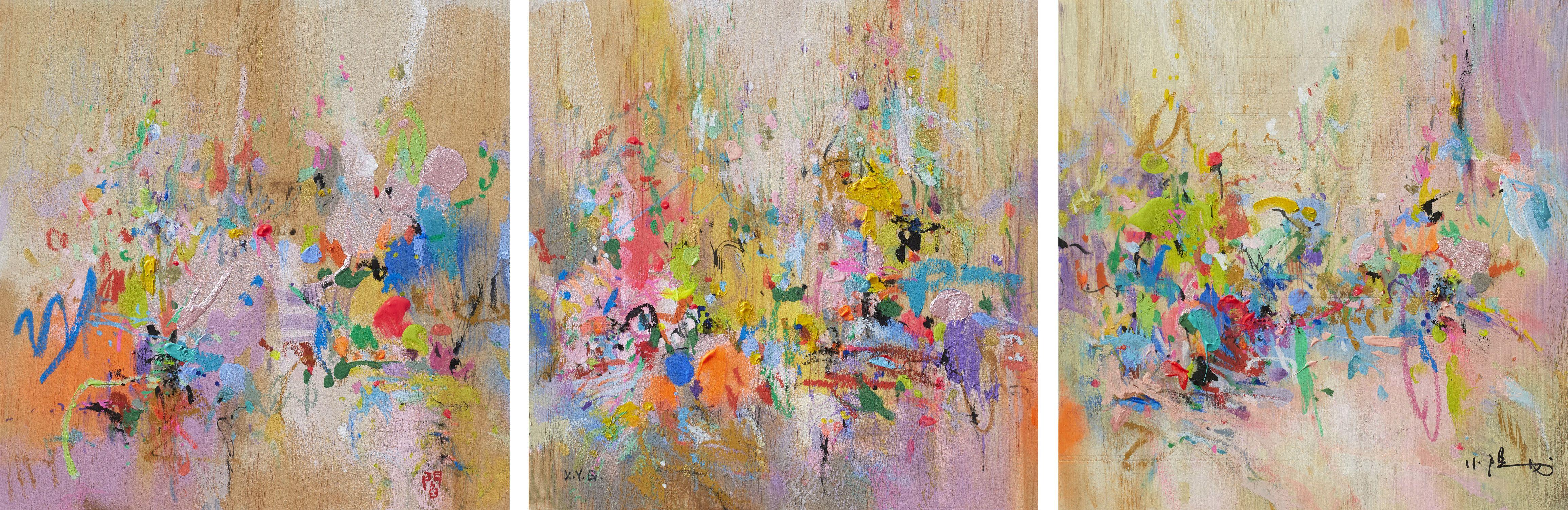 Hablar contigo en el bosque, Pintura, Acrílico sobre panel de madera - Painting de Xiaoyang Galas