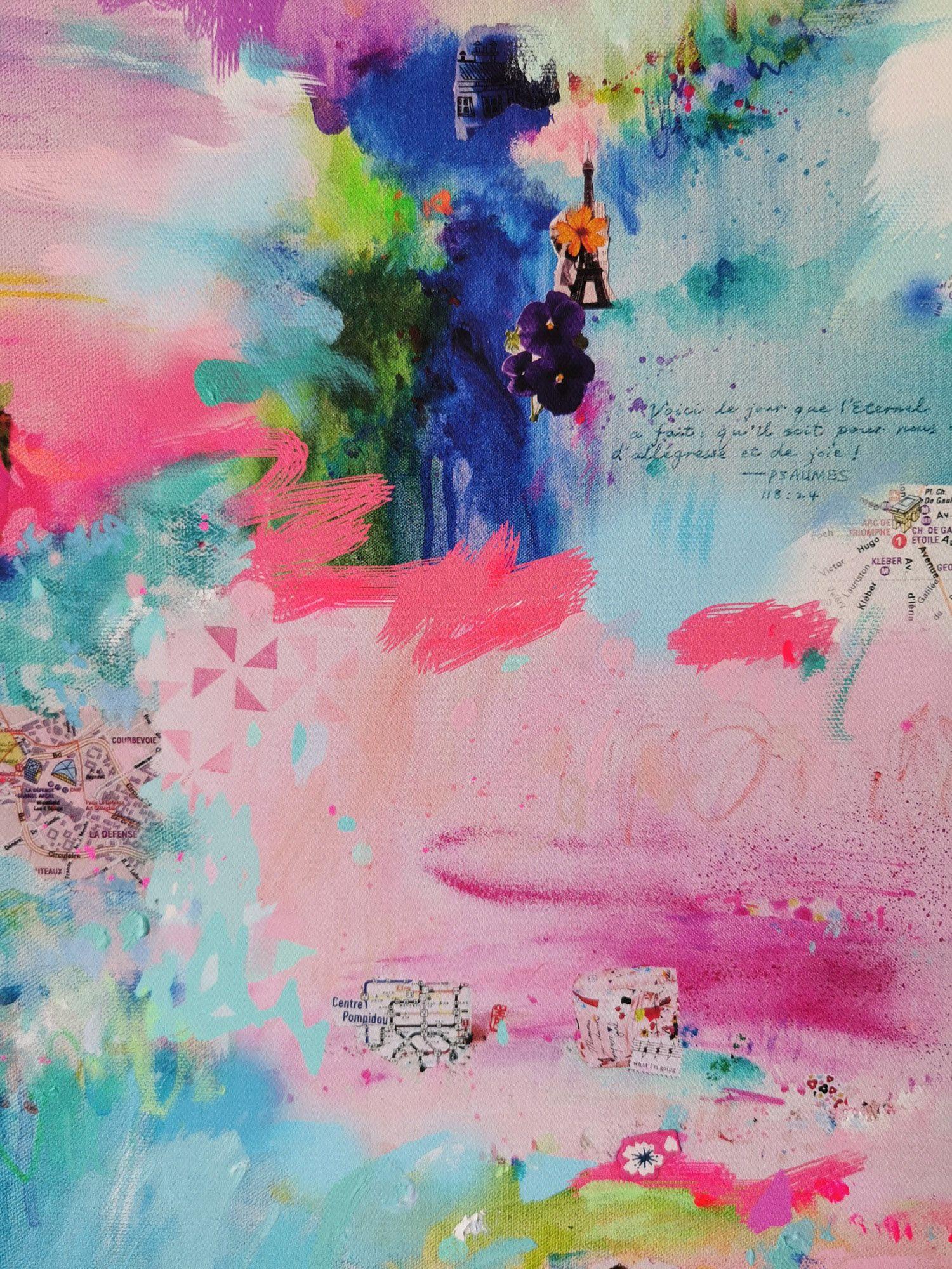 Amazing day in Paris II - GiclÃCe print on paper, Digital on Paper - Gray Abstract Print by Xiaoyang Galas