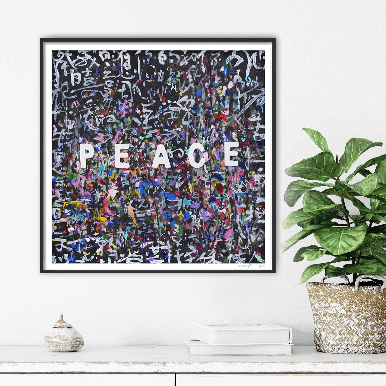 PEACE II - Fine art giclÃce print, Digital on Paper - Black Abstract Print by Xiaoyang Galas