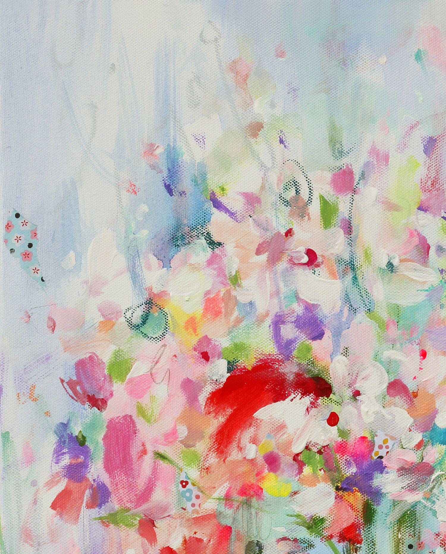 ¡Las flores me inspiran! Es una pintura delicada, luminosa y colorista, rica en texturas y detalles. Espero que este trabajo te anime, te aporte esperanza y alegría. Confía en el Señor, ¡nunca te decepcionará! Original vendido, colección privada en