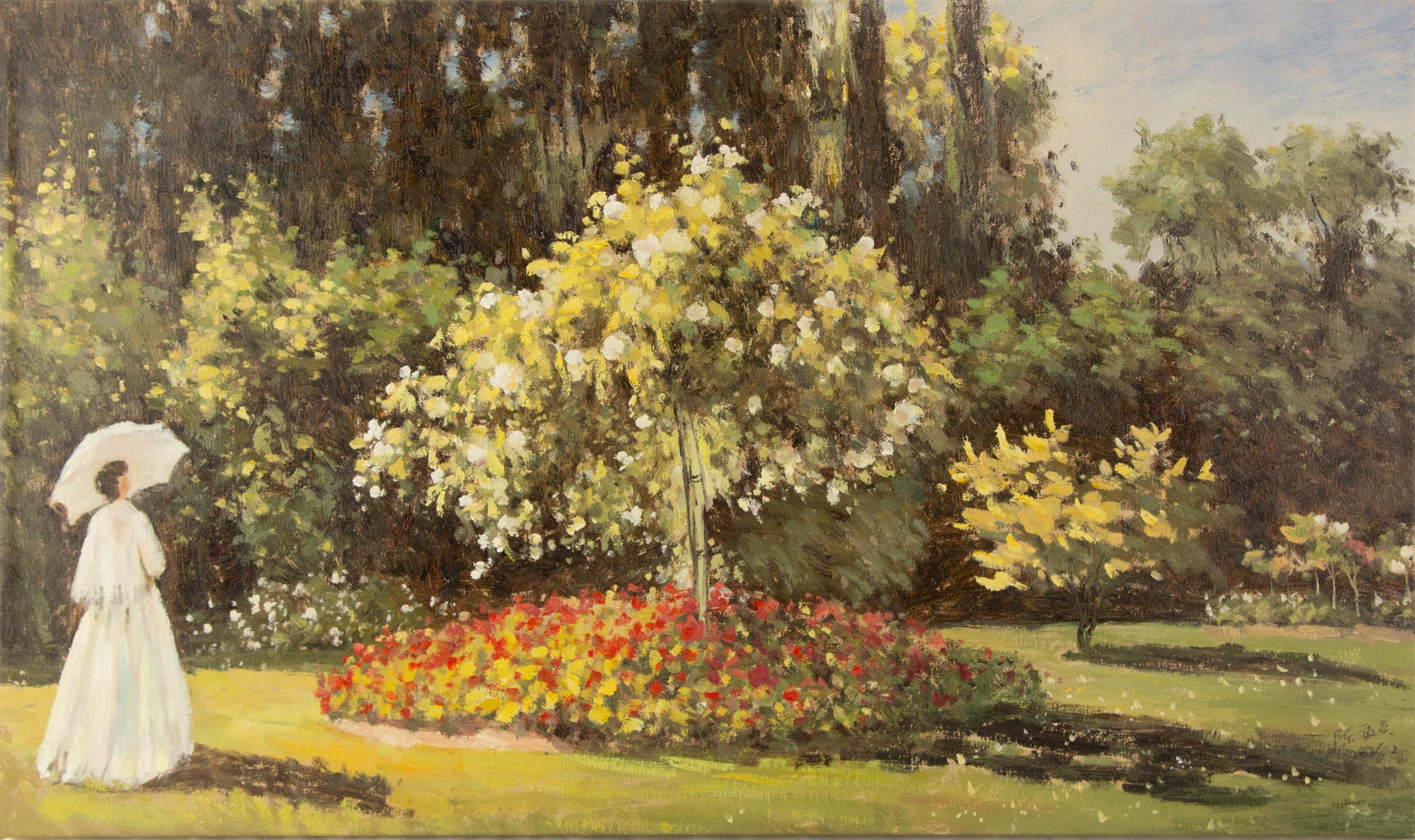 Xiaoying Chen Landschaft Original Öl auf Leinwand "Blumengarten"