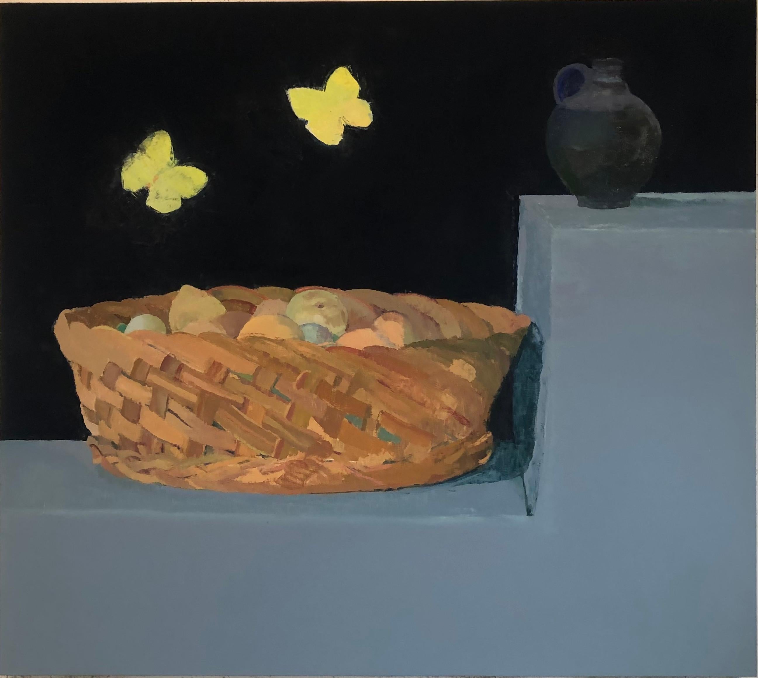 Basket of Fruit, Yellow Butterflies