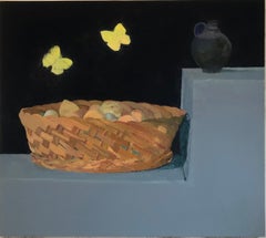 Basket of Fruit, Yellow Butterflies